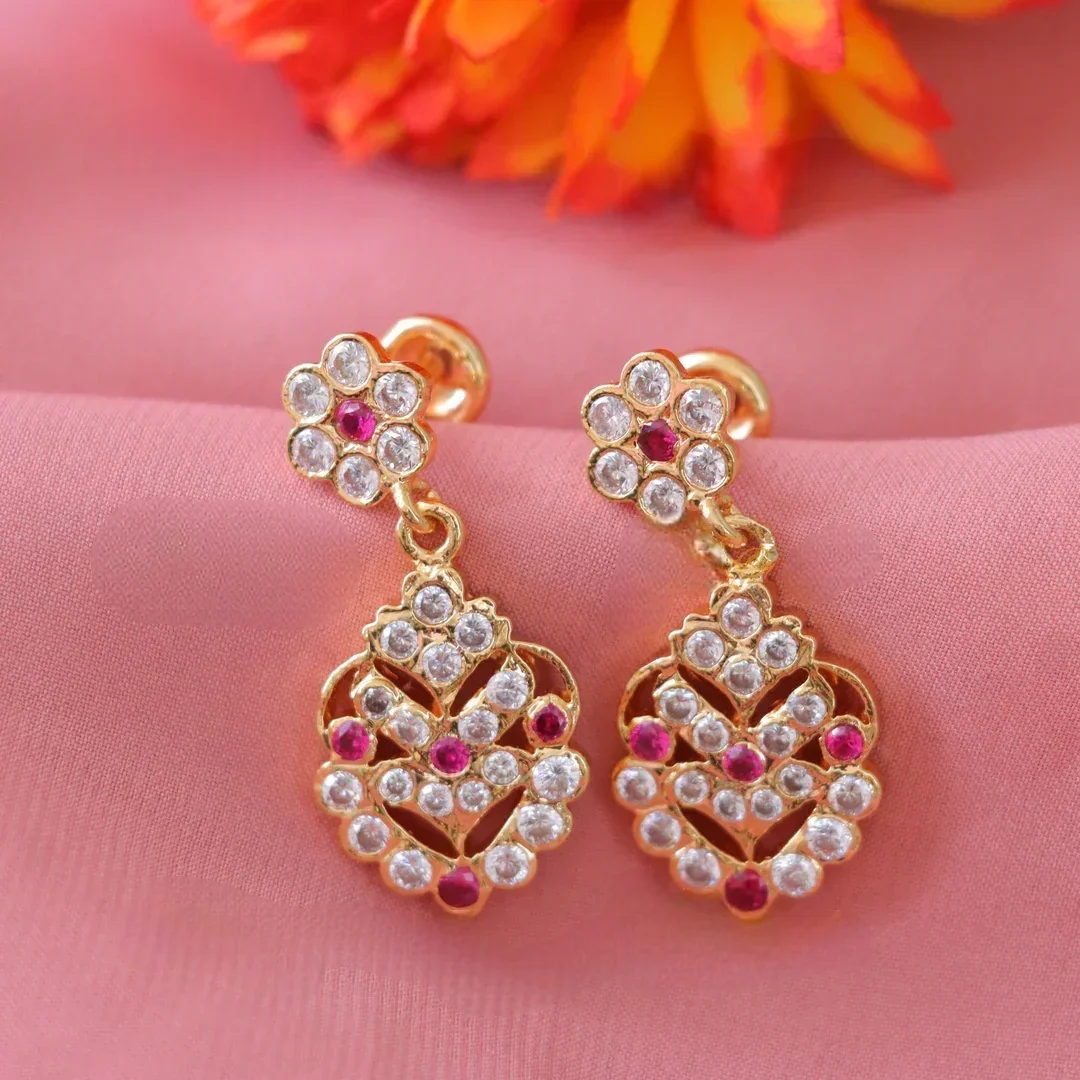 Elegant Gold Stone Earrings